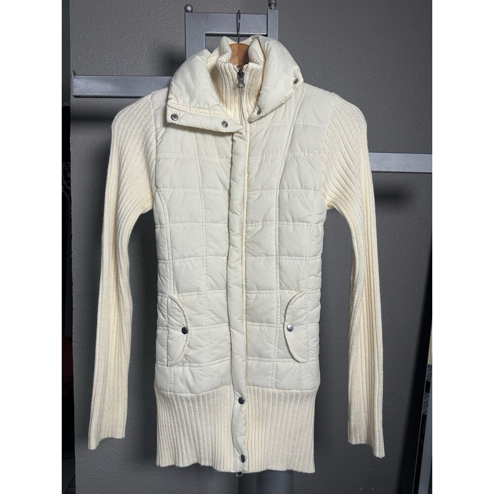 Vintage y2K Mossimo Quilted Sweater Sleeve Full Zip Ribbed Sleeve Jacket